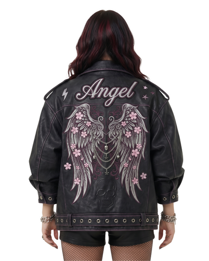 Women’s Angel Wing Oversized Leather Jacket
