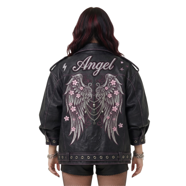 Women’s Angel Wing Oversized Leather Jacket