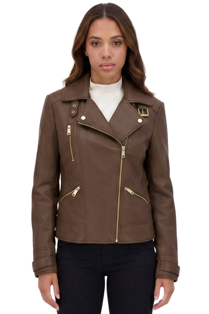Womens Bikers Brown Leather Jacket Buy Now