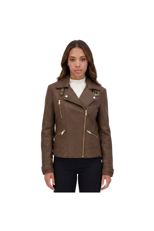 Womens Bikers Brown Leather Jacket Buy Now