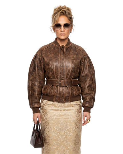Bella Hadid Brown Cropped Jacket Buy Now