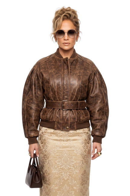 Bella Hadid Brown Cropped Jacket Buy Now