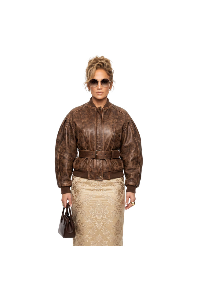 Bella Hadid Brown Cropped Jacket Buy Now