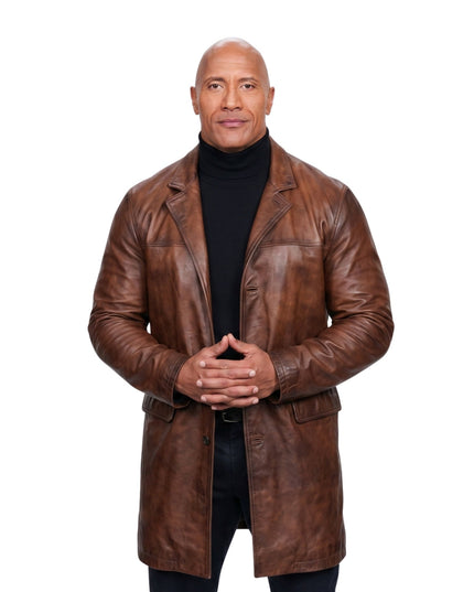 Dwayne Johnson Red Notice Brown Leather Jacket