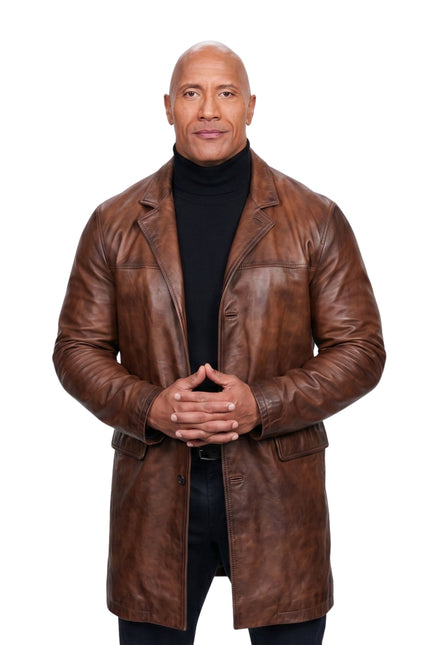 Dwayne Johnson Red Notice Brown Leather Jacket
