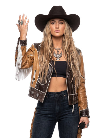 Lainey Wilson Peoples Choice Awards Brown Leather Jacket