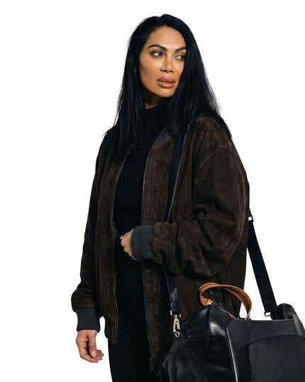 Jeanine Nerissa Sothcott Knightfall 2026 Suede Bomber Jacket