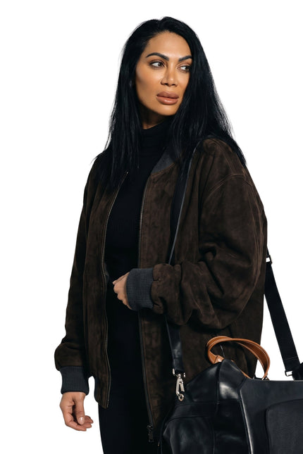 Jeanine Nerissa Sothcott Knightfall 2026 Suede Bomber Jacket