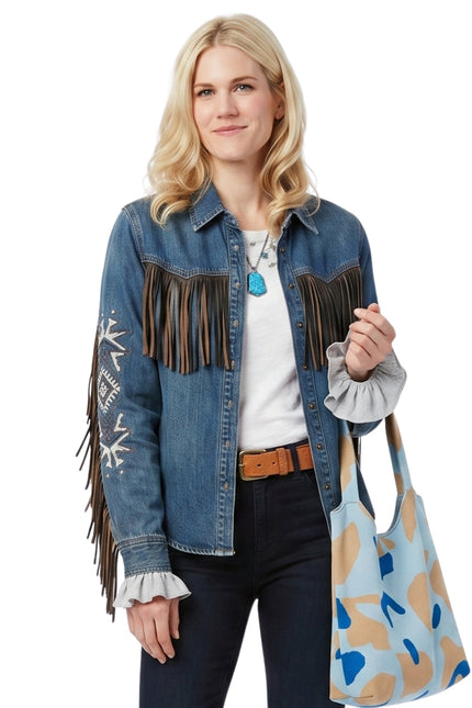 Marshals S01 Ellyn Jameson Denim Fringe Jacket Buy Now