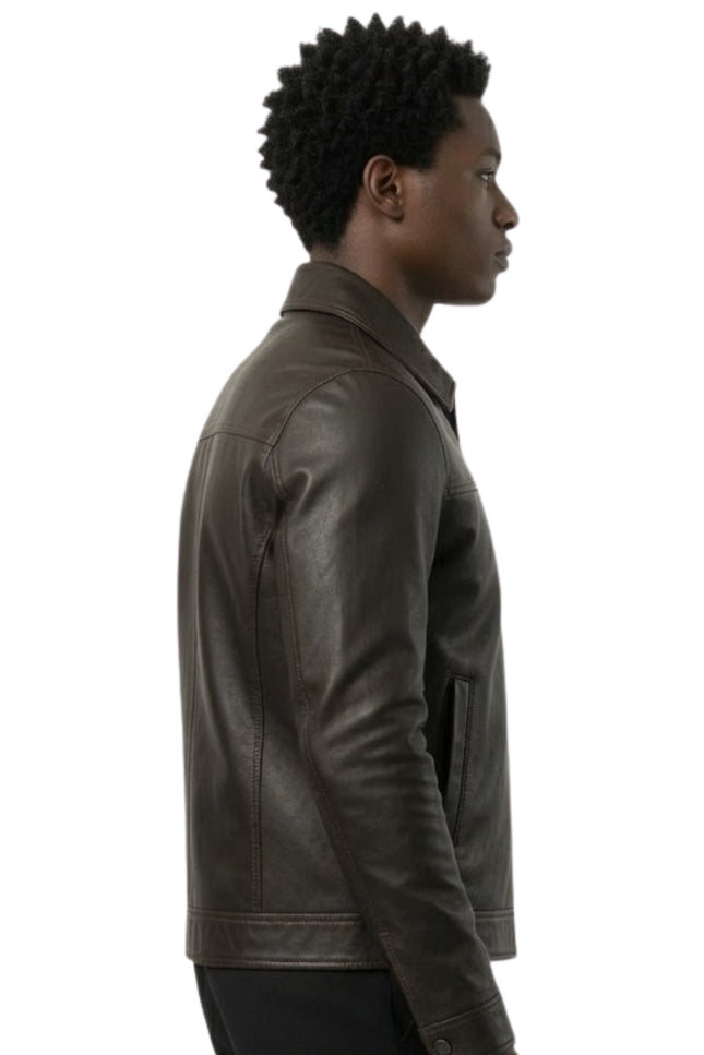 2026 Damson Idris Black Leather Bomber Jacket
