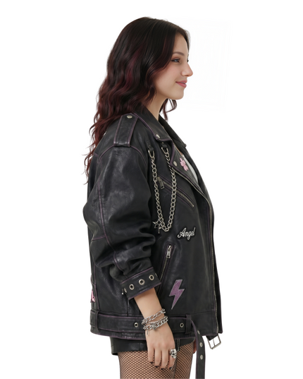 Women’s Angel Wing Oversized Leather Jacket