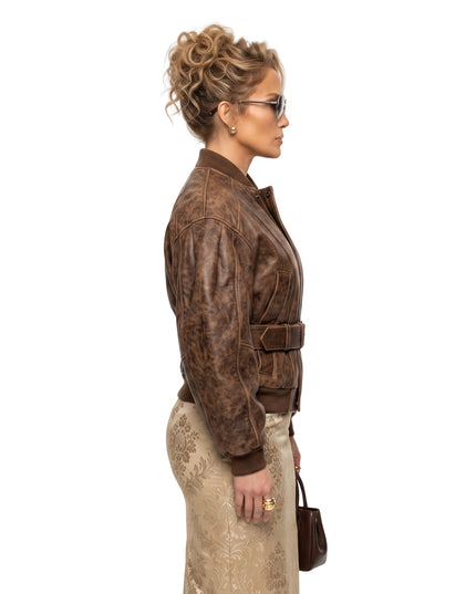 Bella Hadid Brown Cropped Jacket Shop Now