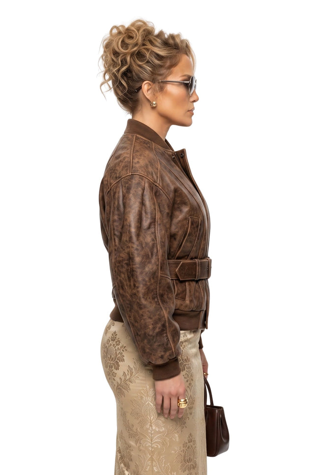 Bella Hadid Brown Cropped Jacket Shop Now