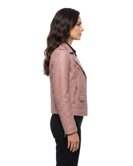 Stylish Pink Womens Biker Leather Jacket Order Now