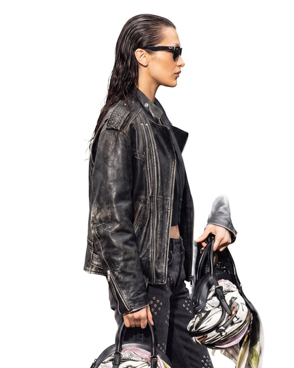 Bella Hadid The Beauty Black Leather Jacket Shop Now
