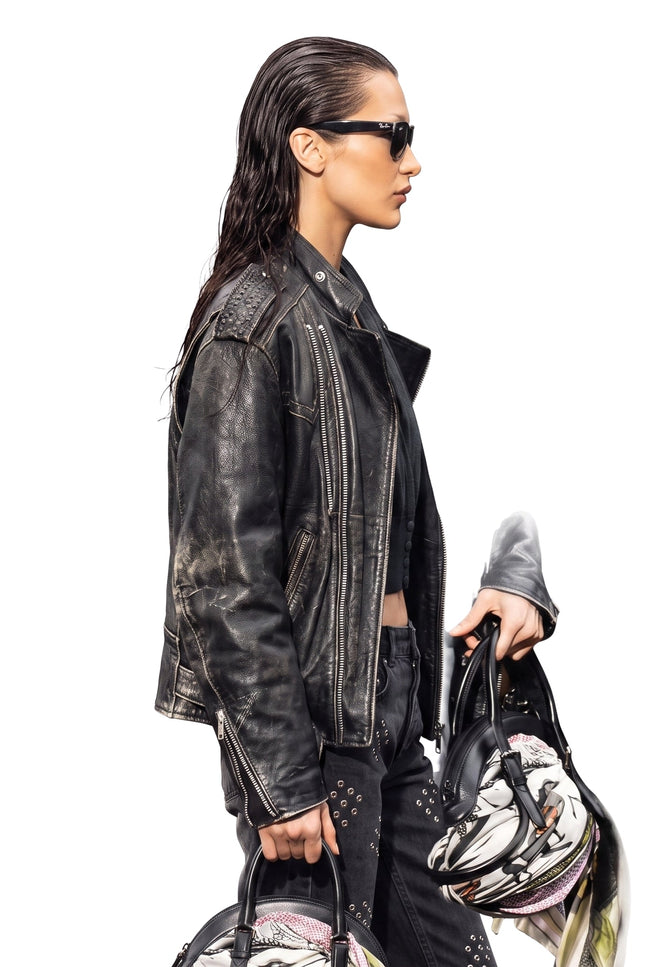 Bella Hadid The Beauty Black Leather Jacket Shop Now