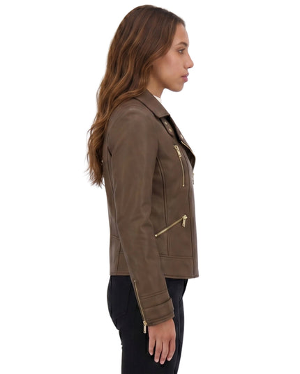 Womens Bikers Brown Leather Jacket Order Now