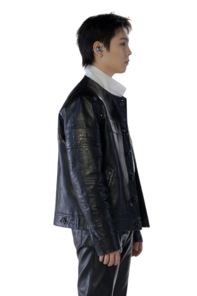 Rapper Suga 2026 Black Leather Jacket