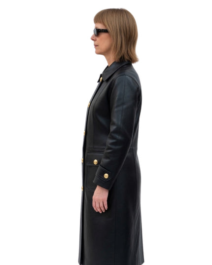 Jella Haase Kleo Black Leather Trench Coat