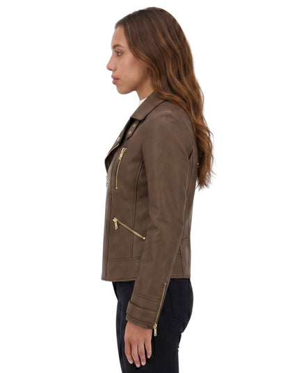 Womens Bikers Brown Leather Jacket Shop Now