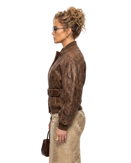 Bella Hadid Brown Cropped Jacket Order Now