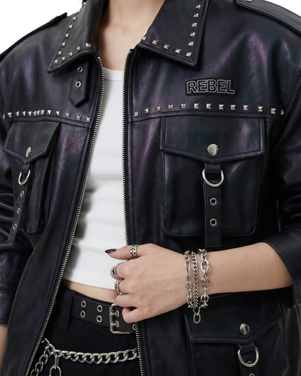 Oversized Punk Biker Leather Jacket