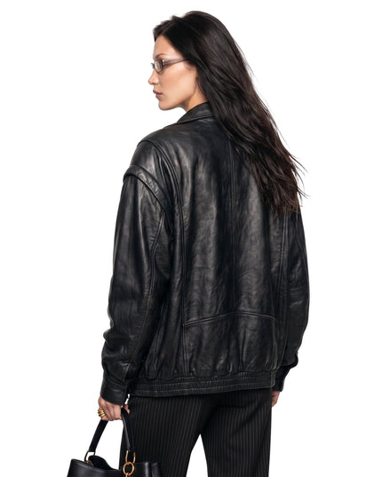 Bella Hadid PFW 2024 Black Leather Jacket Order Today