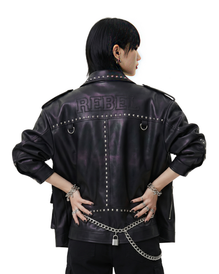 Oversized Punk Biker Leather Jacket