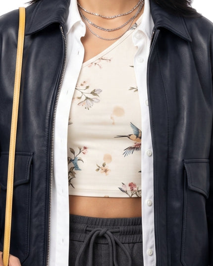Abhinaya Abby Not Suitable for Work Black Leather Jacket