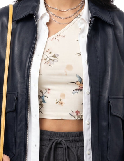 Abhinaya Abby Not Suitable for Work Black Leather Jacket