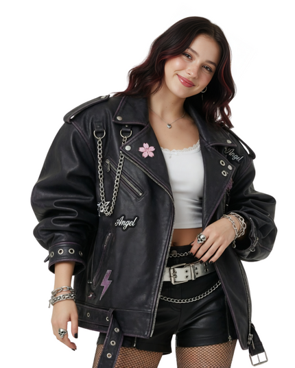 Women’s Angel Wing Oversized Leather Jacket