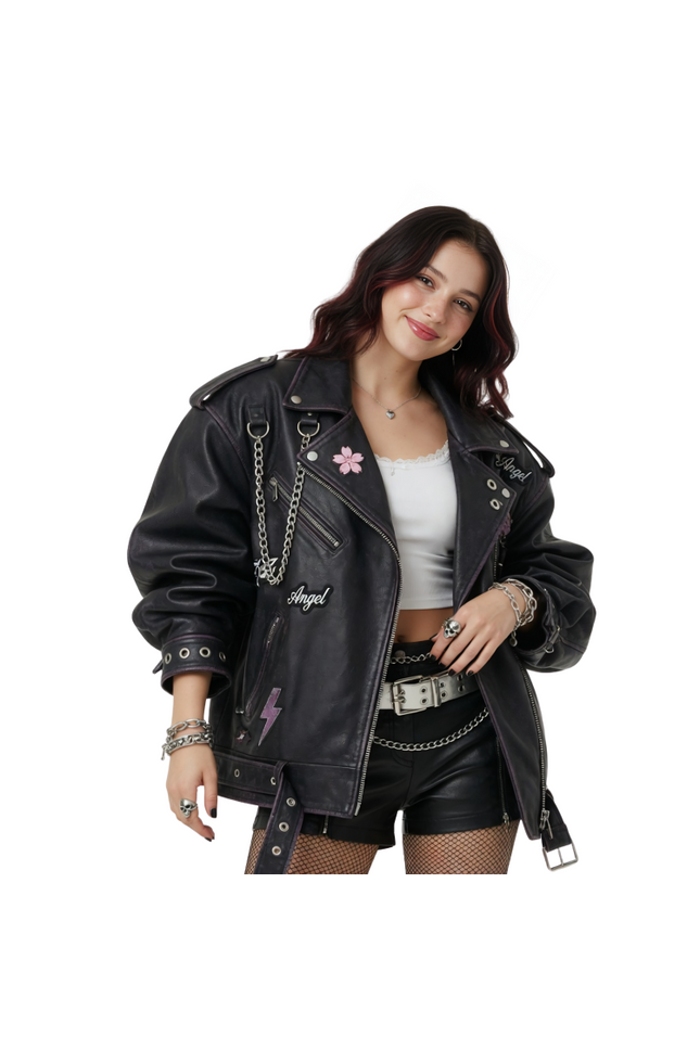 Women’s Angel Wing Oversized Leather Jacket