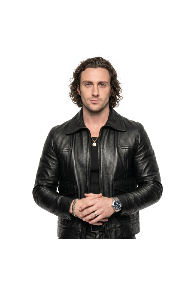 Aaron Taylor Johnson Kraven the Hunter Black Jacket