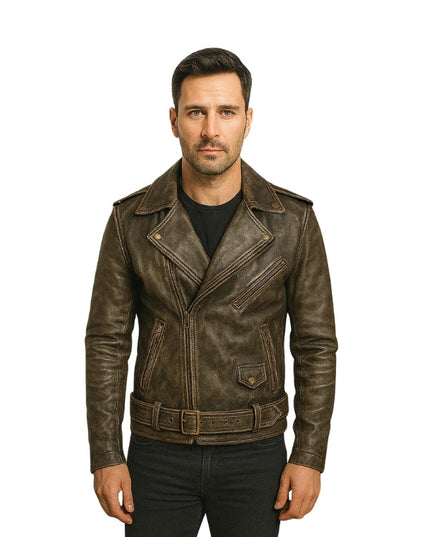 Allaric Alley Distressed Biker Brown Jacket