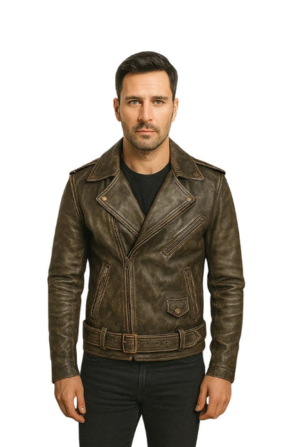 Allaric Alley Distressed Biker Brown Jacket