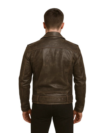 Allaric Alley Distressed Biker Brown Leather Jacket
