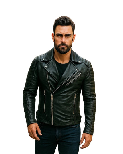 Armand Black Leather Biker Jacket