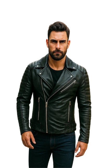 Armand Black Leather Biker Jacket