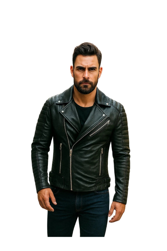 Armand Black Leather Biker Jacket