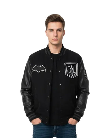 Batman Justice League varsity jacket inspired by superhero style