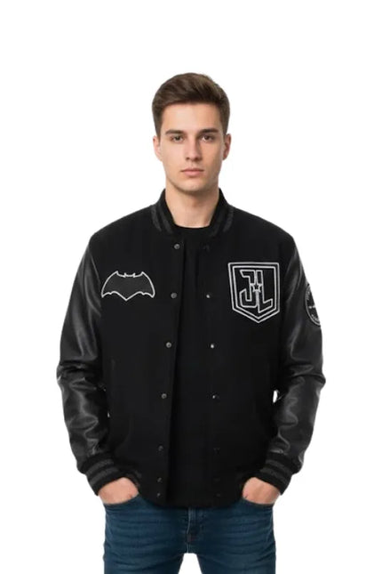 Batman Justice League varsity jacket inspired by superhero style