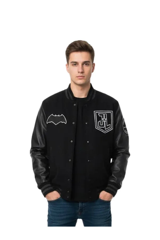 Batman Justice League varsity jacket inspired by superhero style