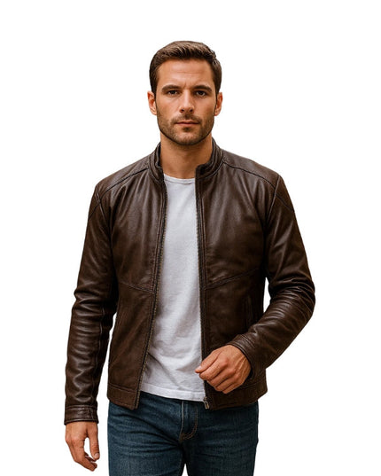 Biker Delta Brown Leather Jacket