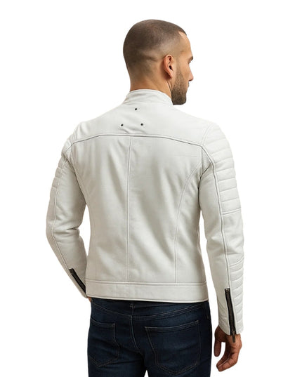 Biker Torino White Leather Jacket