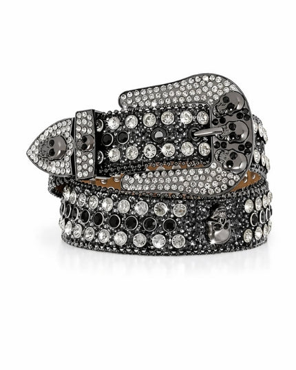 Decorative belt with crystals on a white background
