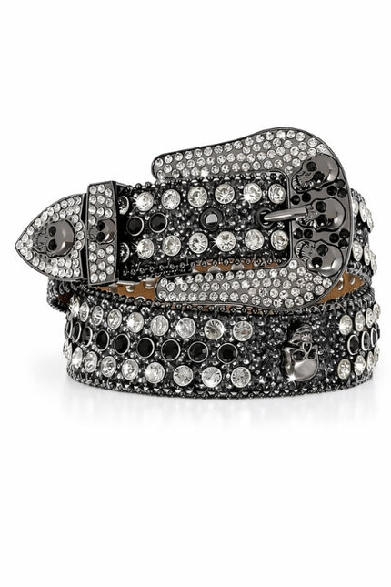 Decorative belt with crystals on a white background