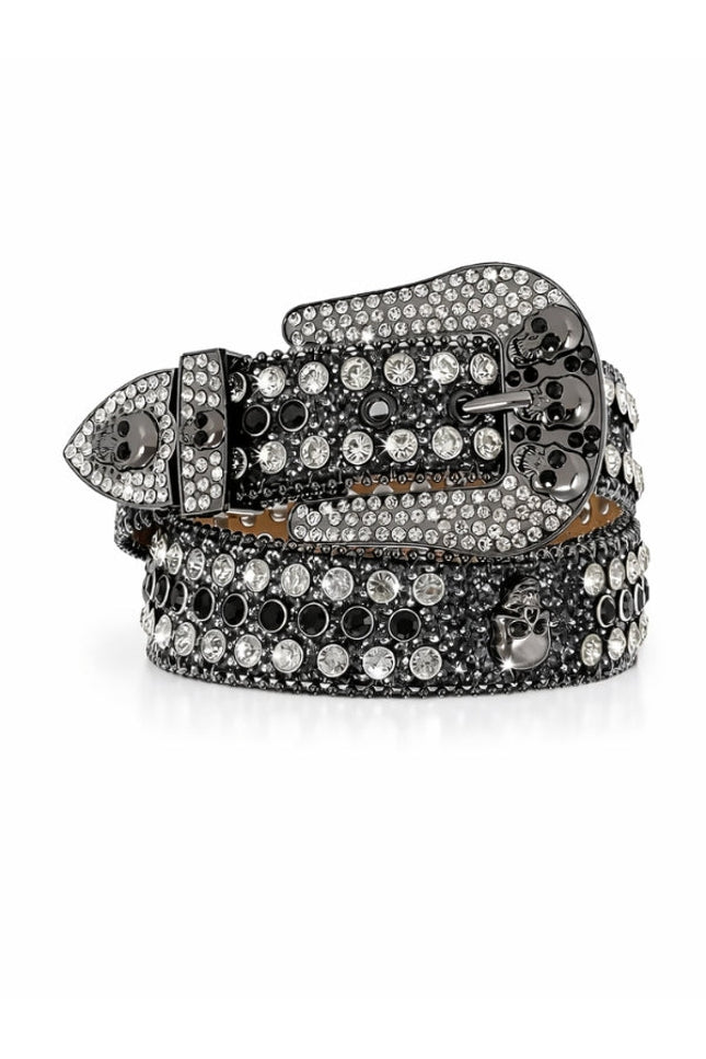 Decorative belt with crystals on a white background