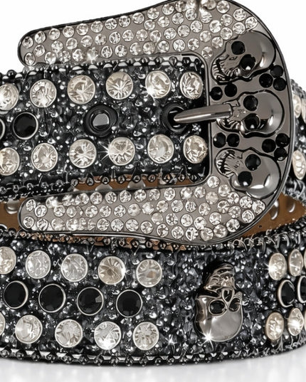 Decorative belt with crystals on a white background