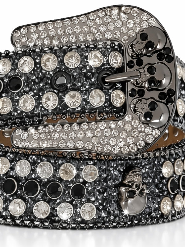 Decorative belt with crystals on a white background