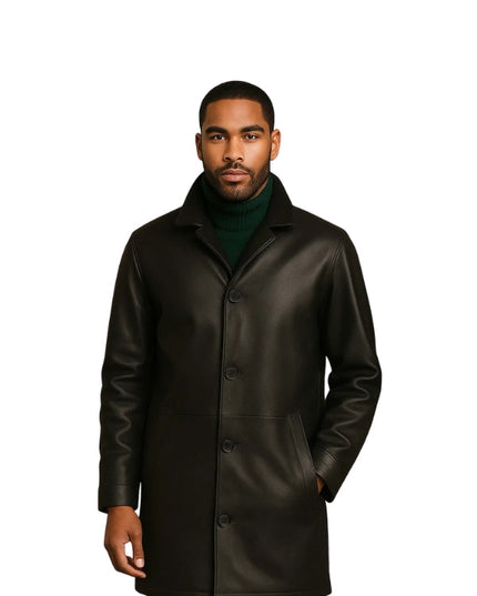 Black Slim Fit Men's Trench Coat